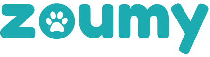 Zoumy logo with a paw print on a white background